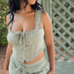 Garden Whispers Lace Trim Corset & Mini Skort Set – Sage