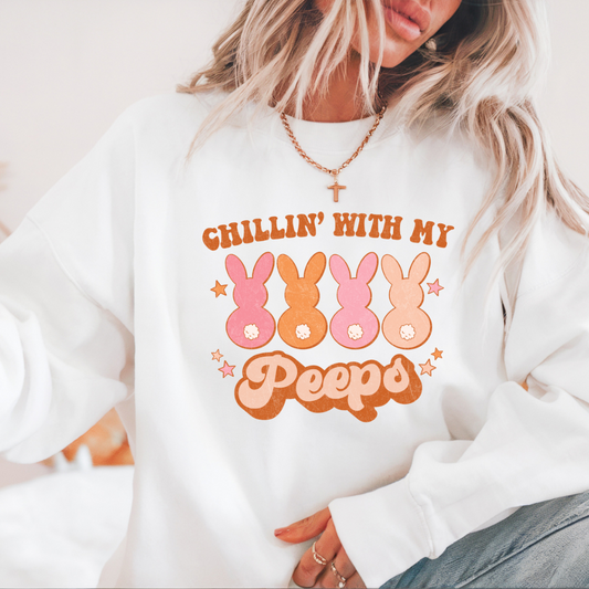 Chillen Wit My Peeps White Graphic Sweatshirt