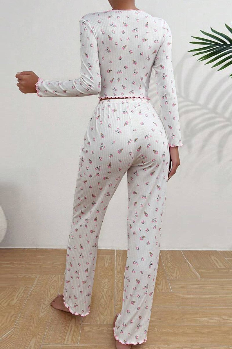 Floral Print Buttoned Pajama Set