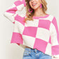 Pink And White Colorblock Sweater Plus