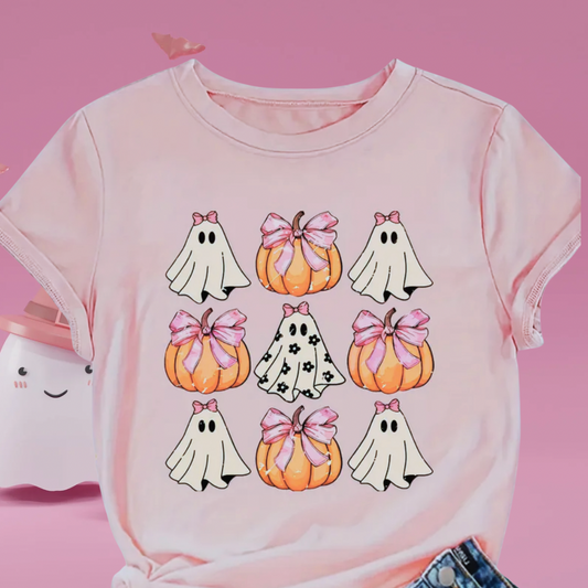 Bow Ghost Pumpkin T-Shirt