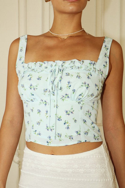 Mini Floral Ruffle Sleeveless Top