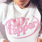 White Dr Pepper Pink Graphic Bow Sweatshirt