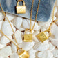 Monogrammed Lock Pendant Necklace – 18K Gold Plated inspired Stainless Steel with Brushed Finish