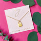 Monogrammed Lock Pendant Necklace – 18K Gold Plated inspired Stainless Steel with Brushed Finish