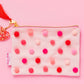 Pouch - Red + Pink Pom-Pom - Medium