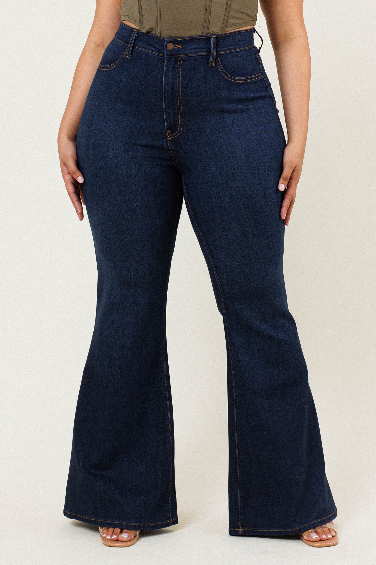 Dark Blue Plus Size Flare Jeans – Classic, Stylish & Flattering Fit