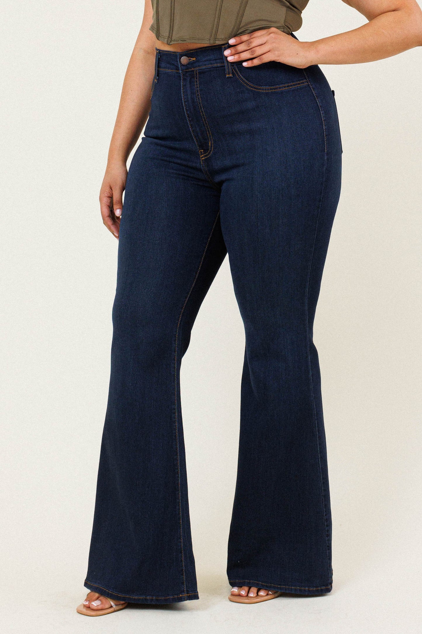 Dark Blue Plus Size Flare Jeans – Classic, Stylish & Flattering Fit