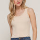 Beige Sleeveless Scallop Edge Detail Spring Knit Top
