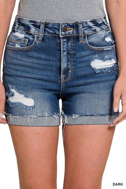 Distressed Cuffed Raw Hem Denim Shorts – Effortlessly Cool and Stylish