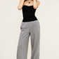 High-Waisted Charcoal Grey Wide-Leg Sweatpants – Elastic Waistband, Raw Edge Hem for Casual Comfort