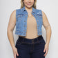 Plus Size Cropped Distressed Denim Vest