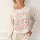 Apricot Letter Print Long Sleeve Top and Shorts Lounge Outfit