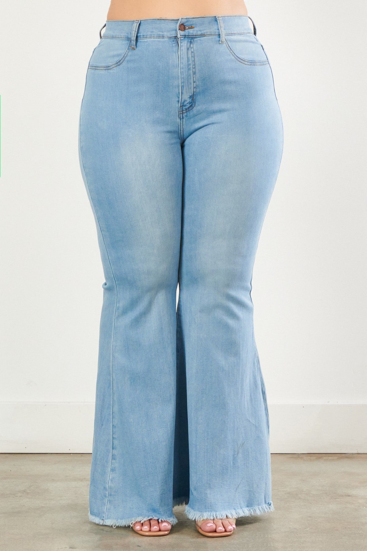 Stretch Denim High-Waisted Super Flared Bottoms Jeans – Rigid Texture for Ultimate Style and Comfort