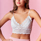 Floral Lace Cropped Top – Adjustable Spaghetti Straps with Scalloped Edges