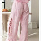 Pink Plaid Side Bow Tie Pants
