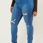 Plus Size Skinny Distressed Jeans – Trendy, Comfortable & Flattering